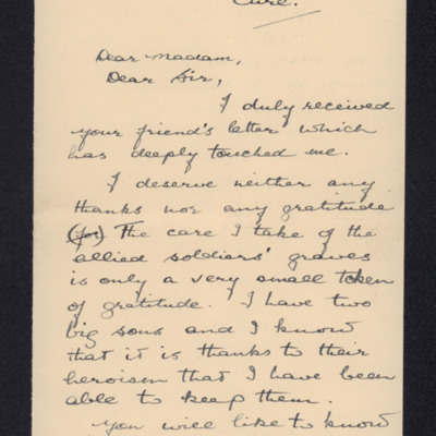 Letter to Mr and Mrs Luxton from Marie Therese Phillips